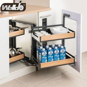 Metal and Wood Corner Pull-out Basket Supplier - Welldo