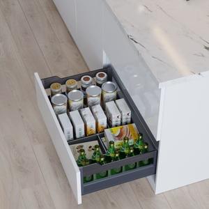 Kitchen Storage System - Kitchen Basket Drawers Wooden Finishing Line Food Containers Organizer For 600/700/750/800/900mm Cabinet