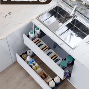 Kitchen Storage System - Wooden Finishing Line Under The Sink Drawer For 800/900/1000mm Cabinet
