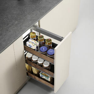 Kitchen Storage 3-Shelf Metal & Wood side pull-out basket
