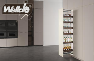 Kitchen Accessories Storage With Walnut Wood 4 Tier Tall Larder Pull Out Unit 