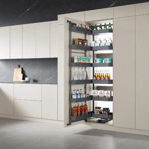 Kitchen Accessories Storage With Walnut Wood 4 Tier Tall Larder Pull Out Unit A670T3